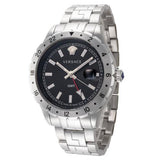 Versace Hellenyium GMT Black Dial Silver Steel Strap Watch for Men - V11020015 Authentic Buy Shop Now