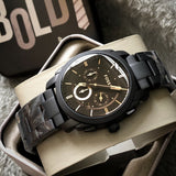 Fossil Machine Chronograph Black Dial Black Steel Strap Watch for Men - FS4682 Authentic Buy Shop Now