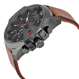 Diesel Mega Chief Chronograph Black Dial Brown Leather Strap Watch For Men - DZ4343 Authentic Buy Shop Now