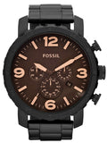 Fossil Nate Chrongraph Ion Plated Black Dial Black Steel Strap Watch for Men - JR1356 Authentic Buy Shop Now