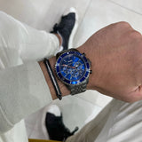 Michael Kors Bayville Chronograph Blue Dial Grey Steel Strap Watch For Men - MK8727 Authentic Buy Shop Now