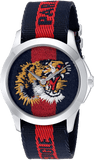 Gucci G Timless Le Marche Des Merveilles Blue & Red Dial Blue & Red Nylon Strap Unisex Watch - YA126495 Authentic Buy Shop Now