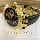 Versace V-Race Quartz Black Dial Black Leather Strap Watch For Men - VEBV00119 Authentic Buy Shop Now