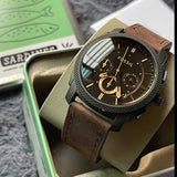 Fossil Machine Flight Chronograph Brown Dial Brown Leather Strap Watch for Men - FS4656 Authentic Buy Shop Now