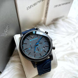 Emporio Armani Luigi Chronograph Black Dial Blue Rubber Strap Watch For Men - AR11023 Authentic Buy Shop Now