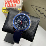 Fossil Grant Chronograph Blue Dial Blue Leather Strap Watch for Men - FS5373 Authentic Buy Shop Now