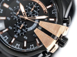Diesel Mega Chief Chronograph Black Dial Black Steel Strap Watch For Men - DZ4309 Authentic Buy Shop Now