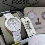 Fossil Ceramic Multifunction White Dial White Steel Strap Watch for Women - CE1006 Authentic Buy Shop Now