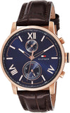 Tommy Hilfiger Aiden Quartz Blue Dial Brown Leather Strap Watch for Men - 1791308 Authentic Buy Shop Now