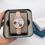 Fossil Jacqueline Three Hand Mother of Pearl Dial Pink Leather Strap Watch for Women - ES4671 Authentic Buy Shop Now