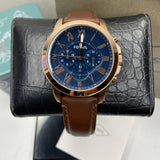 Fossil Grant Sport Chronograph Blue Dial Brown Leather Strap Watch for Men - FS5268 Authentic Buy Shop Now
