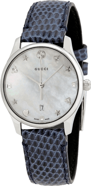 Gucci G-Timeless Signature Mother of Pearl Star Dial Blue Watch For Women - YA126588 Authentic Buy Shop Now