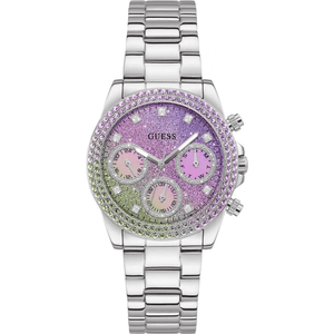 Guess Sol Chronograph Crystals Multicolor Dial Silver Steel Strap Watch For Women - GW0483L1 Authentic Buy Shop Now