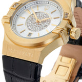 Maserati Potenza Diamonds Silver Dial Black Leather Strap Watch For Women - R8851108505 Authentic Buy Shop Now