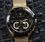 Maserati Traguardo 45mm Quartz Gold Black Dial Watch For Men - R8873612010 Authentic Buy Shop Now