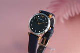Emporio Armani Gianni T Bar Analog Blue Dial Black Leather Strap Watch For Women - AR1989 Authentic Buy Shop Now