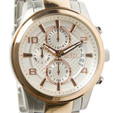 Guess Exec Chronograph White Dial Two Tone Steel Strap Watch for Men - W0075G2 Authentic Buy Shop Now
