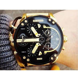 Diesel Mr Daddy 2.0 Chronograph Black Dial Gold Steel Strap Watch For Men - DZ7333 Authentic Buy Shop Now