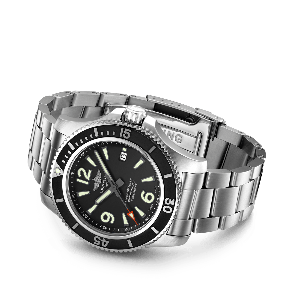 Breitling Superocean Automatic 44mm Black Dial Silver Steel Strap Watch for Men - A17367D71B1A1 Authentic Buy Shop Now