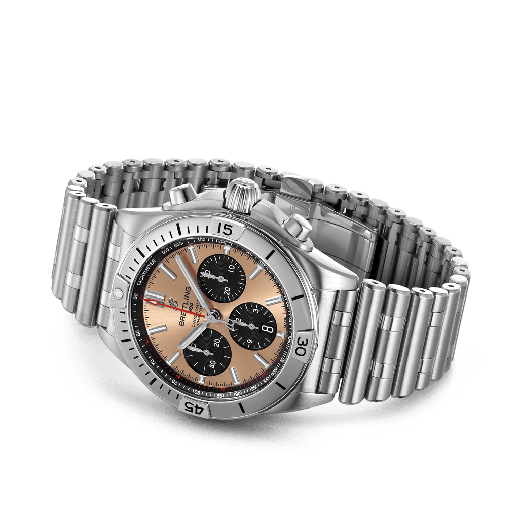 Breitling Chronomat B01 42 Brown Dial Silver Steel Strap Watch for Men - AB0134101K1A1 Authentic Buy Shop Now