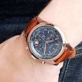 Guess Persuit Chronograph Blue Dial Brown Leather Strap Watch for Men - W0500G1 Authentic Buy Shop Now
