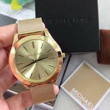 Michael Kors Slim Runway Champagne Dial Gold Mesh Bracelet Watch for Women - MK3282 Authentic Buy Shop Now
