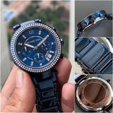 Michael Kors Parker Chronograph Blue Dial Blue Steel Strap Watch For Women - MK6418 Authentic Buy Shop Now
