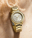 Guess Crown Jewel Diamonds White Dial Gold Steel Strap Watch for Women - GW0410L2 Authentic Buy Shop Now