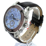 Guess Pinnacle Chronograph Quartz Blue Dial Brown Leather Strap Watch For Men - W0673G1 Authentic Buy Shop Now