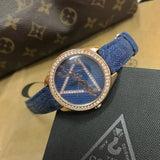 Guess Little Flirt Quartz Blue Dial Blue Leather Strap Watch For Women - W0456L6 Authentic Buy Shop Now