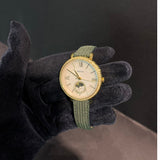 Fossil Jacqueline Multifunction Moonphase Mother of Pearl White Dial Green Leather Strap Watch for Women - ES5244 Authentic Buy Shop Now