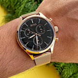 Hugo Boss Companion Quartz Black Dial Rose Gold Mesh Bracelet Watch For Men - HB1513548 Authentic Buy Shop Now