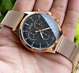 Hugo Boss Companion Quartz Black Dial Rose Gold Mesh Bracelet Watch For Men - HB1513548 Authentic Buy Shop Now