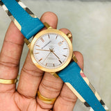 Burberry Heritage Gold Dial Blue Leather Strap Watch for Women - BU9112 Authentic Buy Shop Now