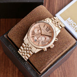 Michael Kors Lexington Rose Gold Dial Rose Gold Steel Strap Watch for Women - MK5569 Authentic Buy Shop Now