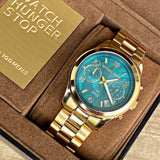 Michael Kors Runway Hunger Stop100 Series Blue Dial Gold Steel Strap Watch for Women - MK5815 Authentic Buy Shop Now
