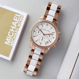 Michael Kors Ritz White Dial Two Tone Steel Strap Watch for Women - MK6324 Authentic Buy Shop Now