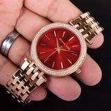 Michael Kors Darci Red DIal Rose Gold Stainless Steel Strap Watch for Women - MK3378 Authentic Buy Shop Now