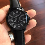 Fossil Grant Chronograph Black Dial Black Leather Strap Watch for Men - FS5132 Authentic Buy Shop Now