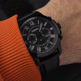Fossil Grant Chronograph Black Dial Black Leather Strap Watch for Men - FS5132 Authentic Buy Shop Now