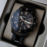 Fossil Grant Sport Chronograph Black Dial Black Steel Strap Watch for Men - FS5374 Authentic Buy Shop Now