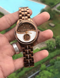 Michael Kors Lauryn Rose Gold Dial Brown Steel Strap Watch for Women - MK3757 Authentic Buy Shop Now