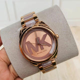 Michael Kors Janelle Three Hand Rose Gold Dial Two Tone Steel Strap Watch For Women - MK7135 Authentic Buy Shop Now