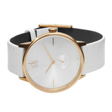 Calvin Klein Accent Silver Dial White Leather Strap Watch for Women - K2Y216K6 Authentic Buy Shop Now
