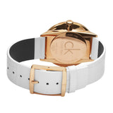 Calvin Klein Accent Silver Dial White Leather Strap Watch for Women - K2Y216K6 Authentic Buy Shop Now