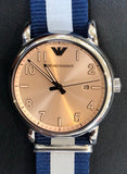 Emporio Armani Luigi Analog Beige Dial Two Tone NATO Strap Watch For Men - AR11212 Authentic Buy Shop Now