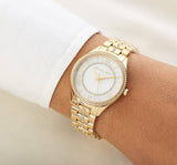 Michael Kors Lauryn Mother of Pearl White Dial Gold Steel Strap Watch for Women - MK3899 Authentic Buy Shop Now