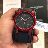 Armani Exchange Outerbanks Chronograph Black Dial Black Silicone Strap Watch For Men - AX1338 Authentic Buy Shop Now