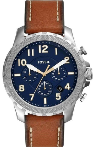 Fossil Nate Chronograph Navy Blue Dial Brown Leather Strap Watch for Men - JR1504 Authentic Buy Shop Now