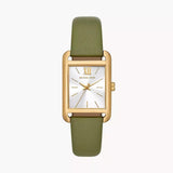 Michael Kors Monroe Three-Hand Silver Dial Green Leather Strap Watch for Women - MKO1028 Authentic Buy Shop Now